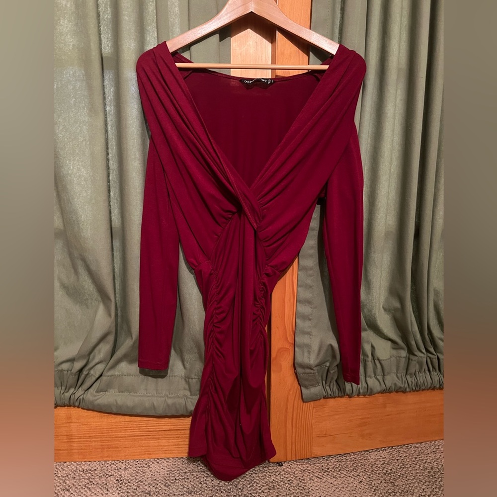 Red Long Sleeve Mini Dress